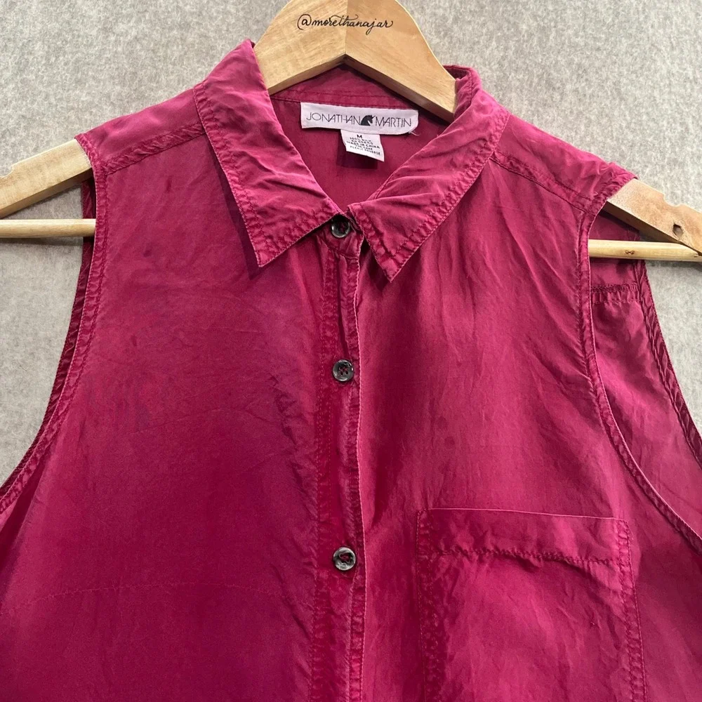 Jonathan‎ Martin Sleeveless Silk Blouse Womens Medium Magenta Pink Vintage